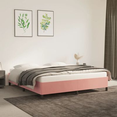 vidaXL Estructura de cama de terciopelo rosa 160x200 cm