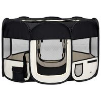 vidaXL Parque de perros plegable y bolsa transporte negro 125x125x61cm