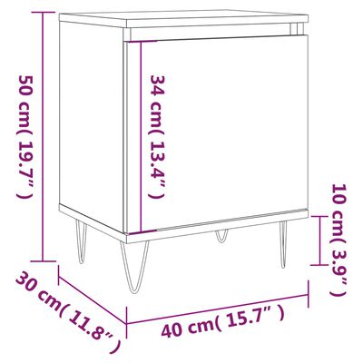 vidaXL Mesitas noche 2 uds madera ingeniería roble Sonoma 40x30x50 cm