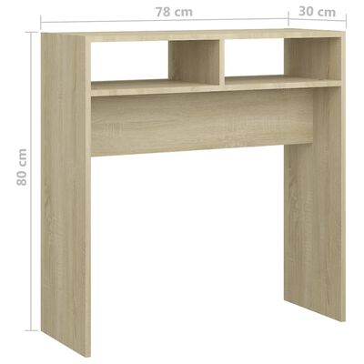 vidaXL Mesa consola madera contrachapada roble Sonoma 78x30x80 cm