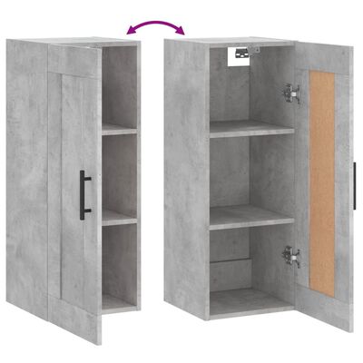 vidaXL Armario de pared madera ingeniería gris hormigón 34,5x34x90 cm