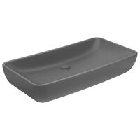 vidaXL Lavabo de lujo de cerámica rectangular gris oscuro mate 71x38cm