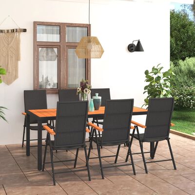 vidaXL Juego de comedor para jardín 7 piezas negro y marrón