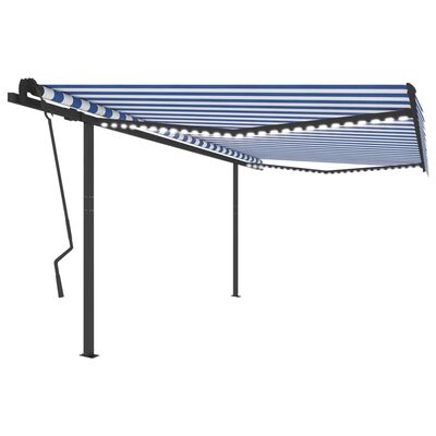 vidaXL Toldo manual retráctil con LED azul y blanco 4,5x3,5 m