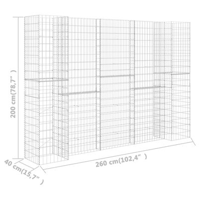 vidaXL Jardinera de gaviones forma de H alambre de acero 260x40x200 cm