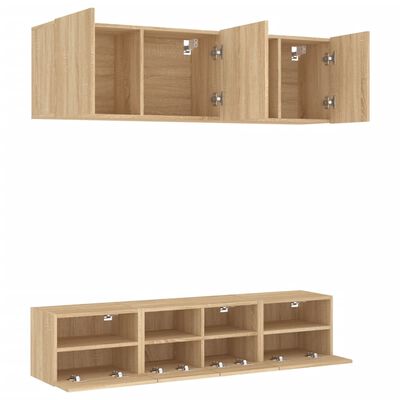 vidaXL Muebles de TV de pared 5 pzas madera de ingeniería roble Sonoma