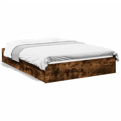 vidaXL Cama con cajones madera de ingeniería roble ahumado 140x200 cm