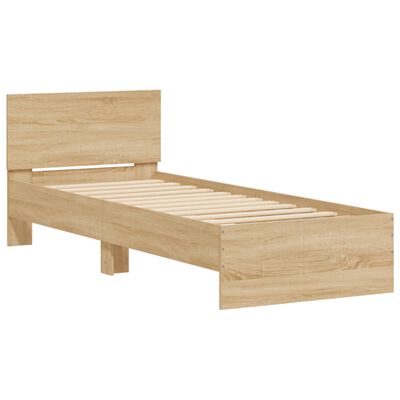 vidaXL Estructura cama con cabecero sin colchón roble Sonoma 90x200 cm