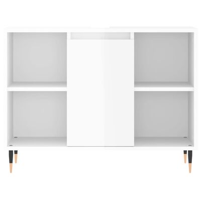 vidaXL Set muebles de baño 3 piezas madera contrachapada blanco brillo