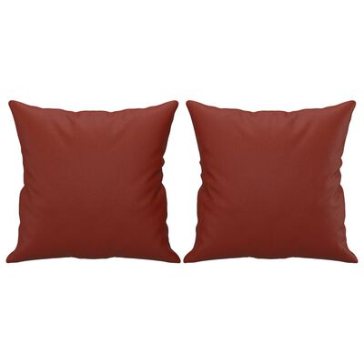 vidaXL Cojines decorativos 2 uds cuero sintético rojo tinto 40x40 cm