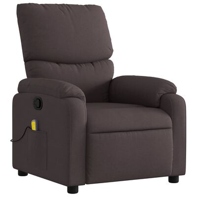 vidaXL Sillón de masaje reclinable de tela marrón oscuro