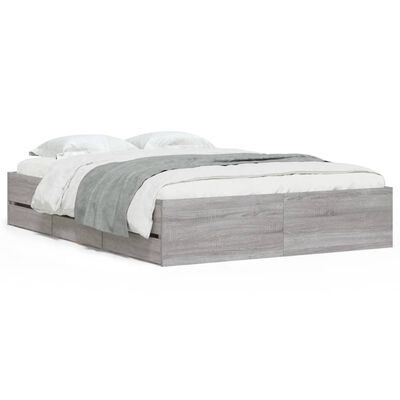 vidaXL Cama con cajones madera de ingeniería gris Sonoma 135x190 cm