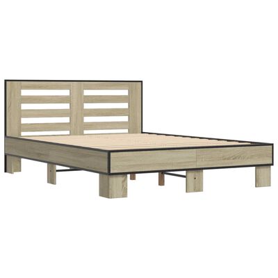 vidaXL Estructura cama madera ingeniería metal roble Sonoma 120x190 cm