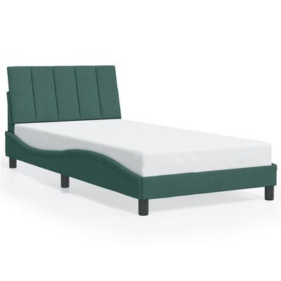 vidaXL Estructura cama sin colchón terciopelo verde oscuro 100x200 cm