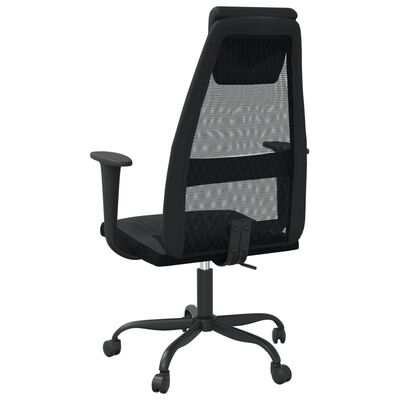 vidaXL Silla de oficina altura ajustable tela malla y cuero PE negro