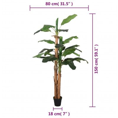 vidaXL Árbol de plátano artificial 18 hojas verde 150 cm