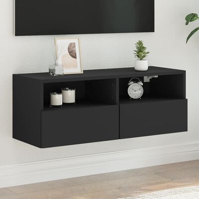 vidaXL Mueble de pared para TV madera de ingeniería negro 80x30x30 cm