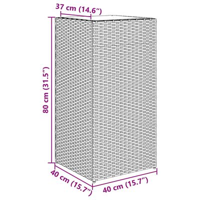 vidaXL Jardineras 2 unidades ratán sintético negro 40x40x80 cm