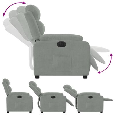 vidaXL Sillón reclinable eléctrico de terciopelo gris claro