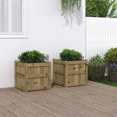 vidaXL Jardineras de exterior 2 unidades madera impregnada de pino