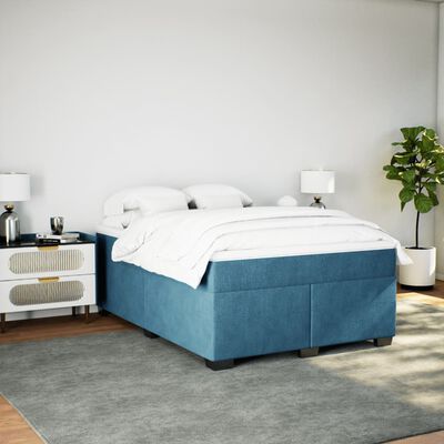 vidaXL Cama box spring con colchón terciopelo azul oscuro 140x190 cm