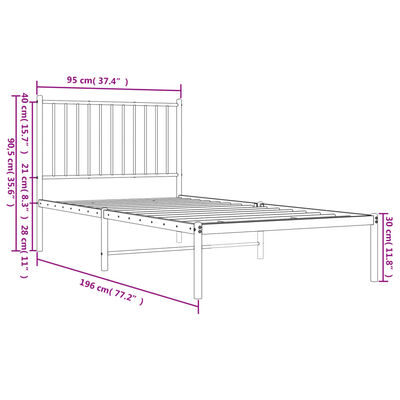 vidaXL Estructura cama sin colchón con cabecero metal blanco 90x190 cm