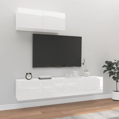 vidaXL Set de muebles de TV 3 pzas madera contrachapada blanco brillo