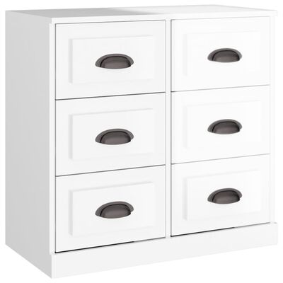 vidaXL Aparadores 2 uds madera contrachapada blanco brillo