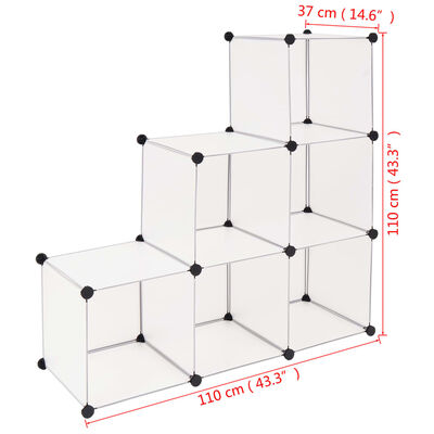 vidaXL Estantería de cubos con 6 compartimentos blanco