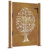 vidaXL Puerta de jardín acero corten diseño árbol 105x155 cm