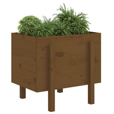 vidaXL Jardinera de madera maciza de pino marrón miel 62x50x57 cm