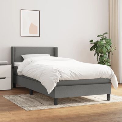 vidaXL Cama box spring con colchón tela gris oscuro 90x190 cm