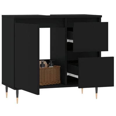 vidaXL Armario de baño madera contrachapada negro 65x33x60 cm