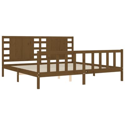 vidaXL Estructura cama y cabecero madera maciza marrón miel 200x200 cm