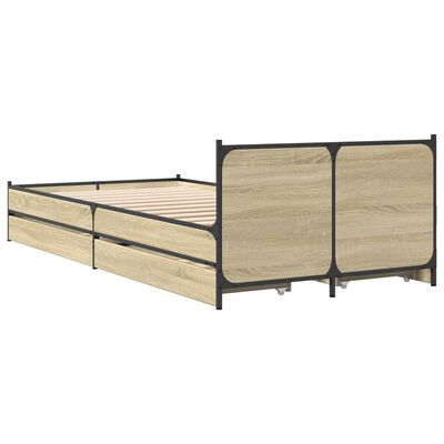 vidaXL Cama con cajones madera ingeniería roble Sonoma 90x200 cm