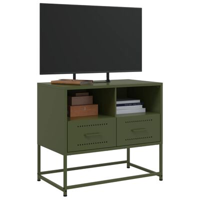 vidaXL Mueble para TV de acero verde oliva 68x39x60,5 cm