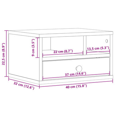 vidaXL Soporte de impresora madera ingeniería blanco 40x32x22,5 cm