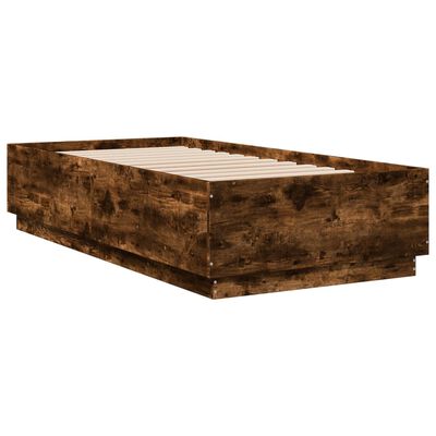 vidaXL Estructura de cama madera de ingeniería roble ahumado 90x190 cm