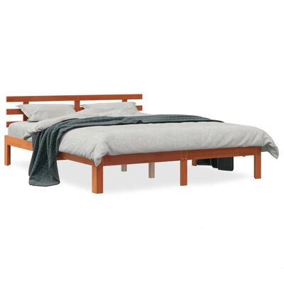 vidaXL Cama sin colchón madera maciza de pino marrón cera 160x200 cm