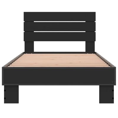 vidaXL Estructura de cama madera de ingeniería y metal negra 75x190 cm