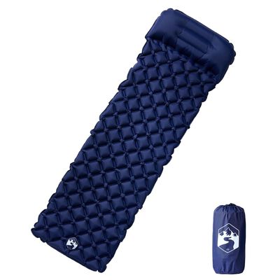 vidaXL Colchón de camping inflable con almohada 1 persona azul marino