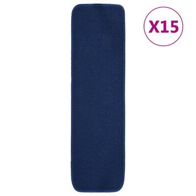 vidaXL Alfombrilla de escalera 15 uds azul marino rectangular 75x20 cm