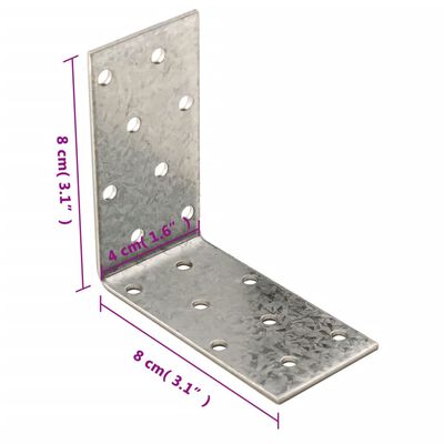 vidaXL Escuadra angular 40 uds acero galvanizado 2 mm 80x40x80 mm