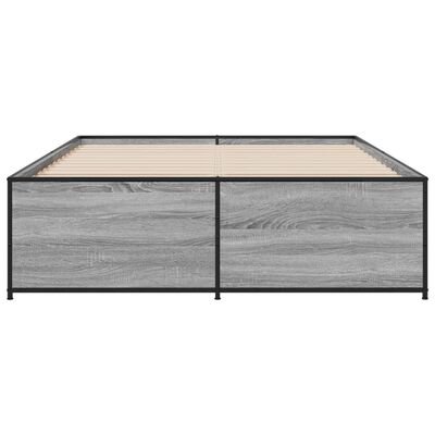 vidaXL Estructura cama madera ingeniería metal gris Sonoma 120x200 cm