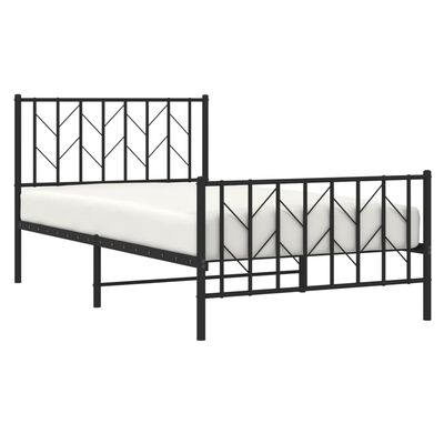 vidaXL Estructura cama sin colchón con estribo metal negro 100x200 cm