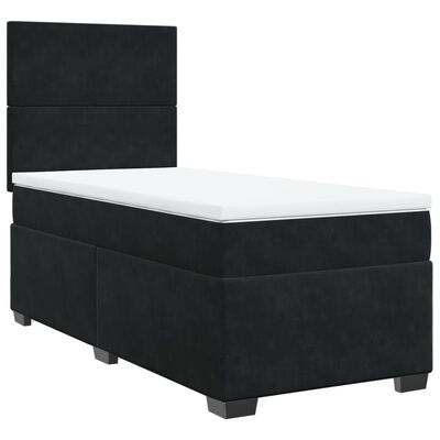 vidaXL Cama box spring con colchón terciopelo negro 100x200 cm