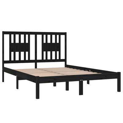 vidaXL Estructura de cama doble madera maciza negra 135x190 cm