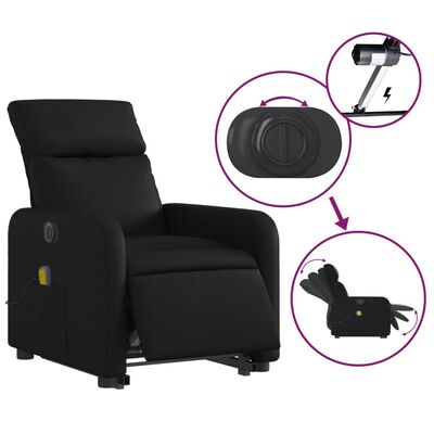 vidaXL Sillón de masaje elevable eléctrico cuero sintético negro