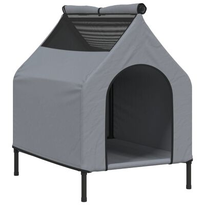 vidaXL Casa para perros tela Oxford y acero gris claro