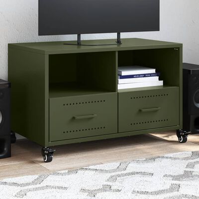 vidaXL Mueble de TV de acero verde oliva 68x39x43,5 cm